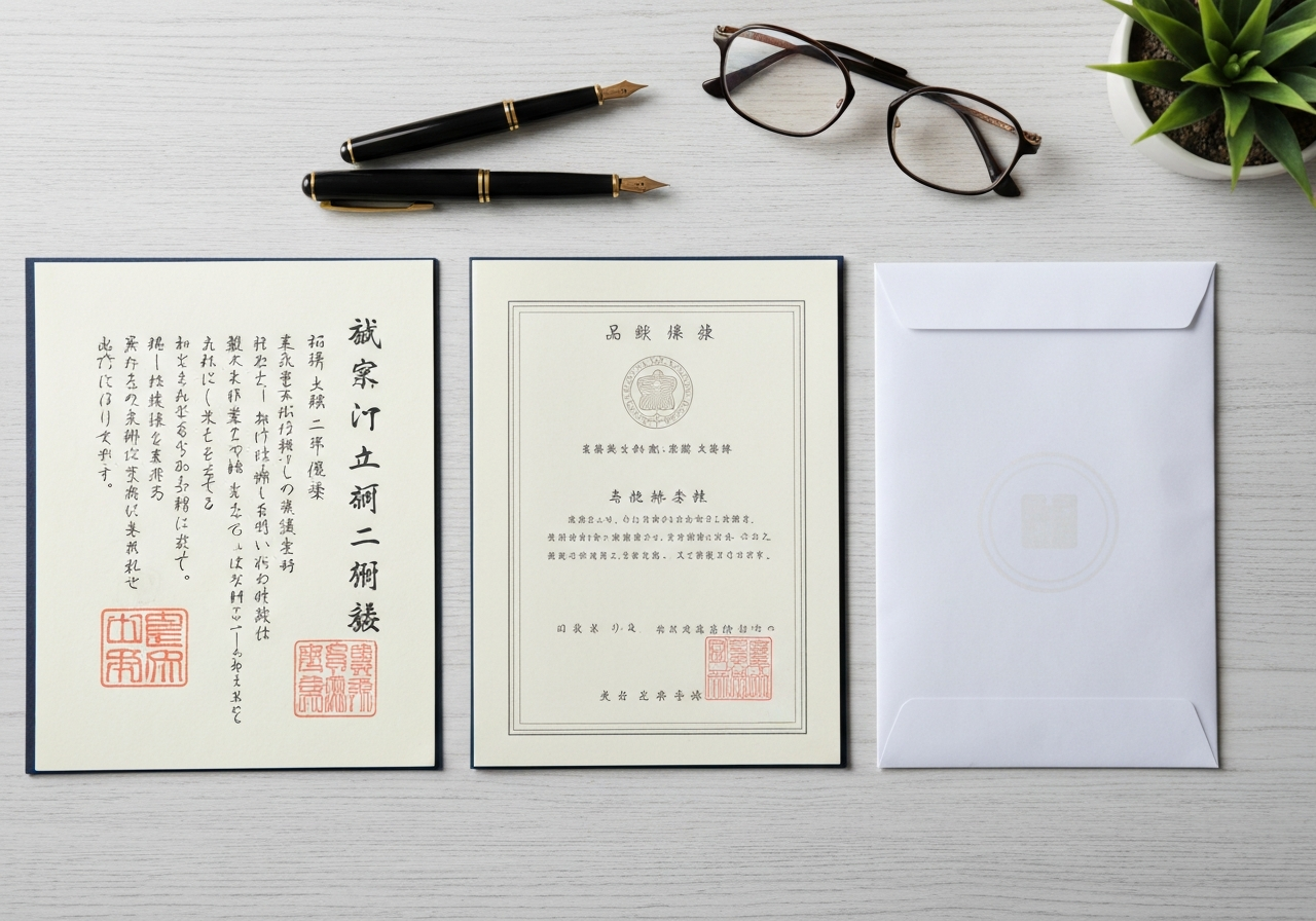 自筆証書遺言、公正証書遺言、秘密証書遺言の3種類の遺言書が机の上に並べられている比較イメージ。