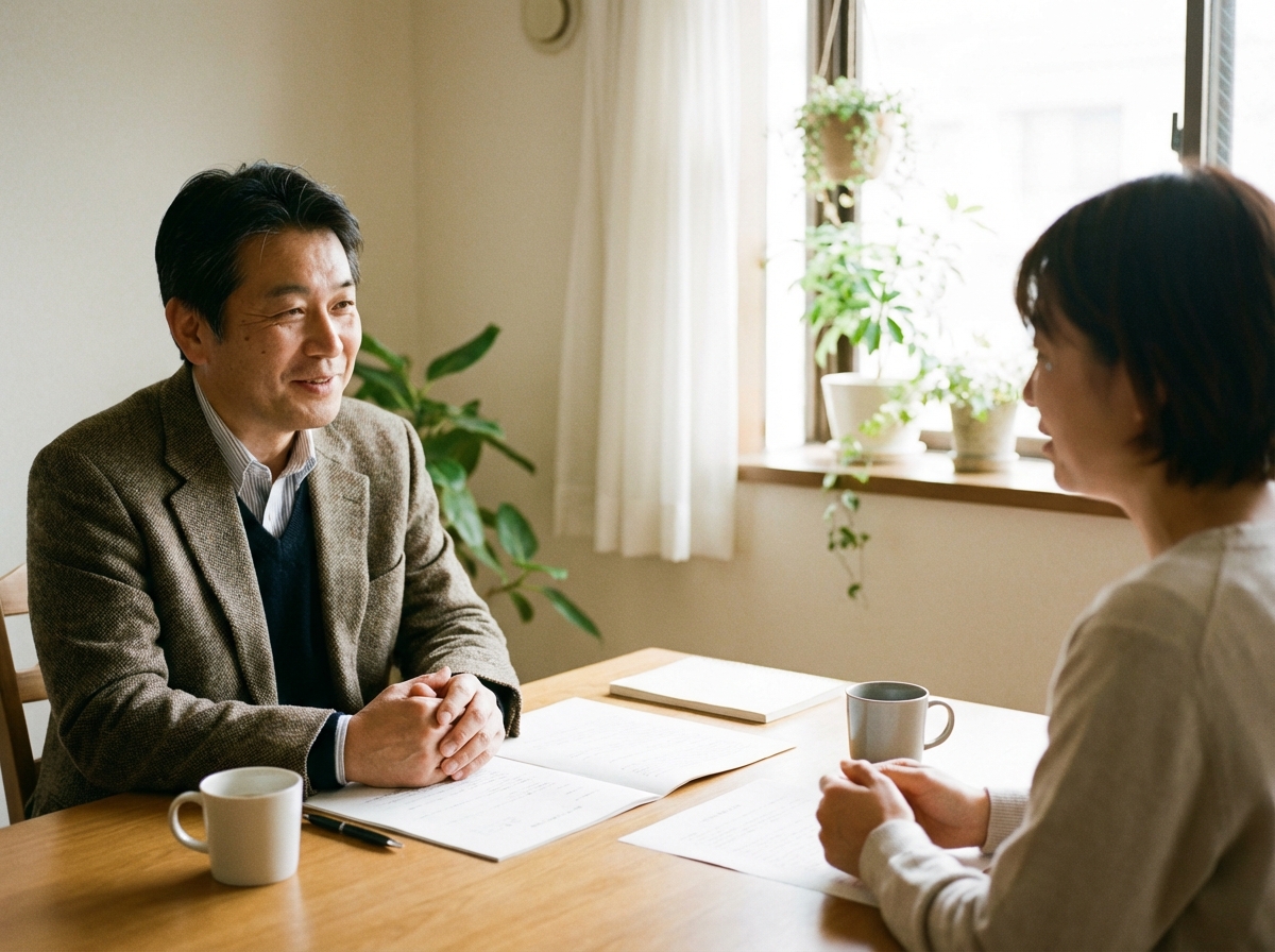 司法書士に借金相続の相談をし、少し安心した表情の女性