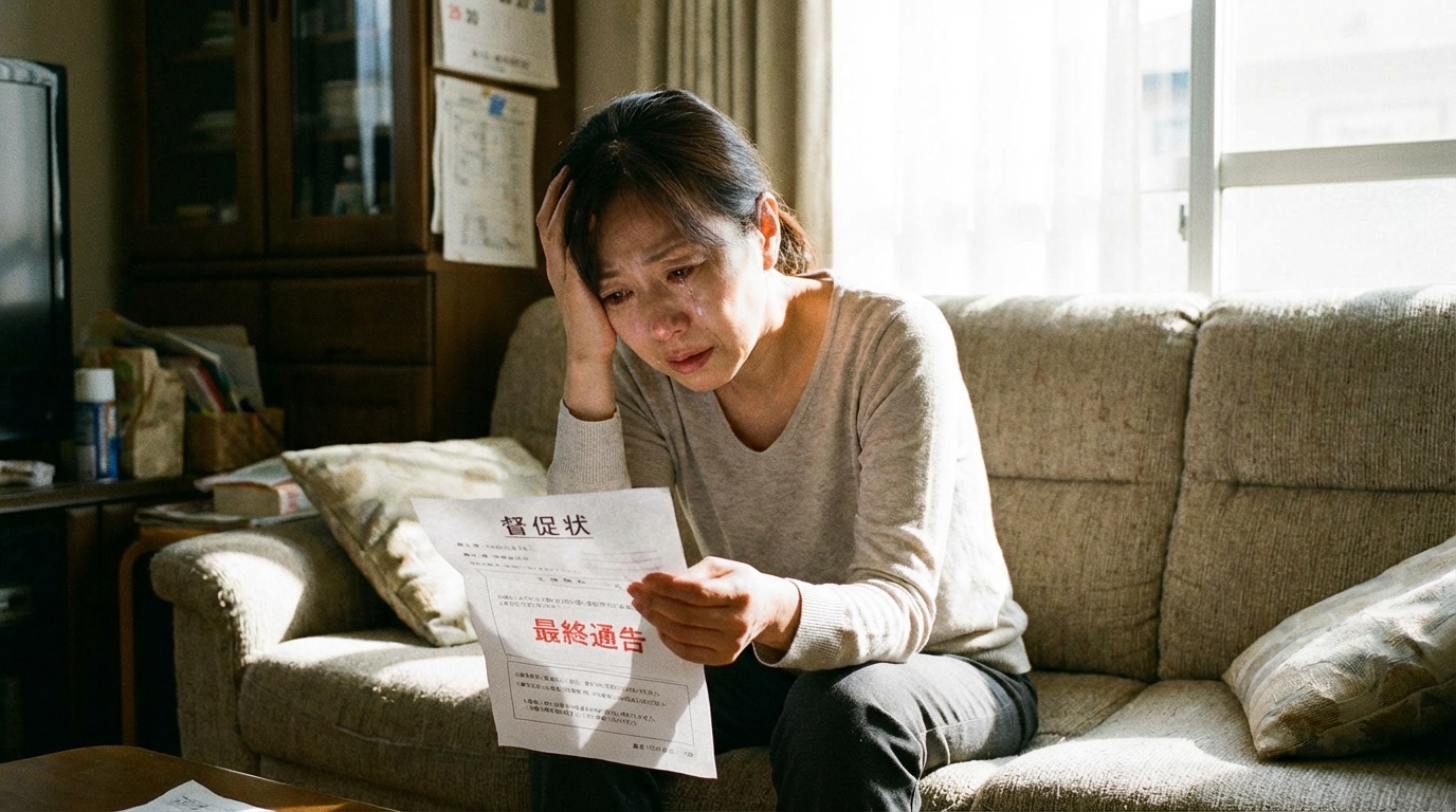 突然の借金発覚に戸惑い、頭を抱える女性