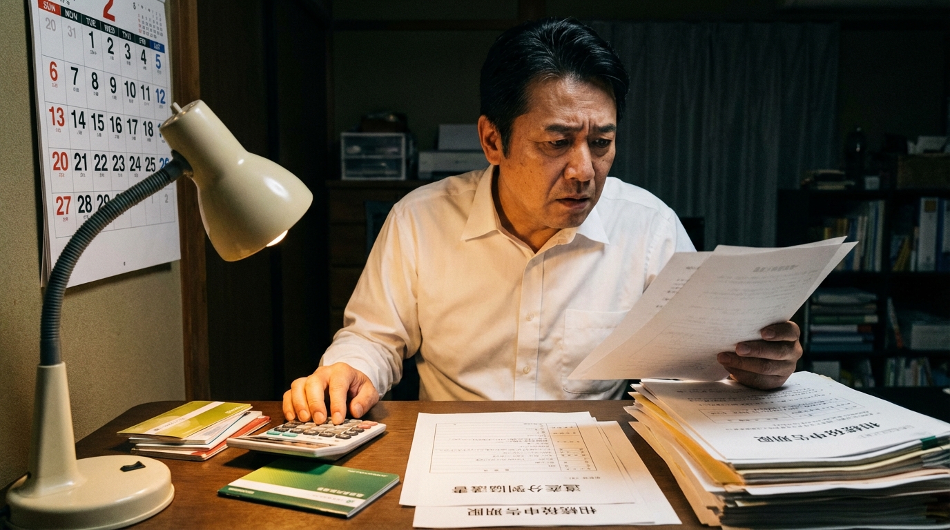 相続放棄の期限が迫り、カレンダーを見ながら頭を抱える男性のイメージ