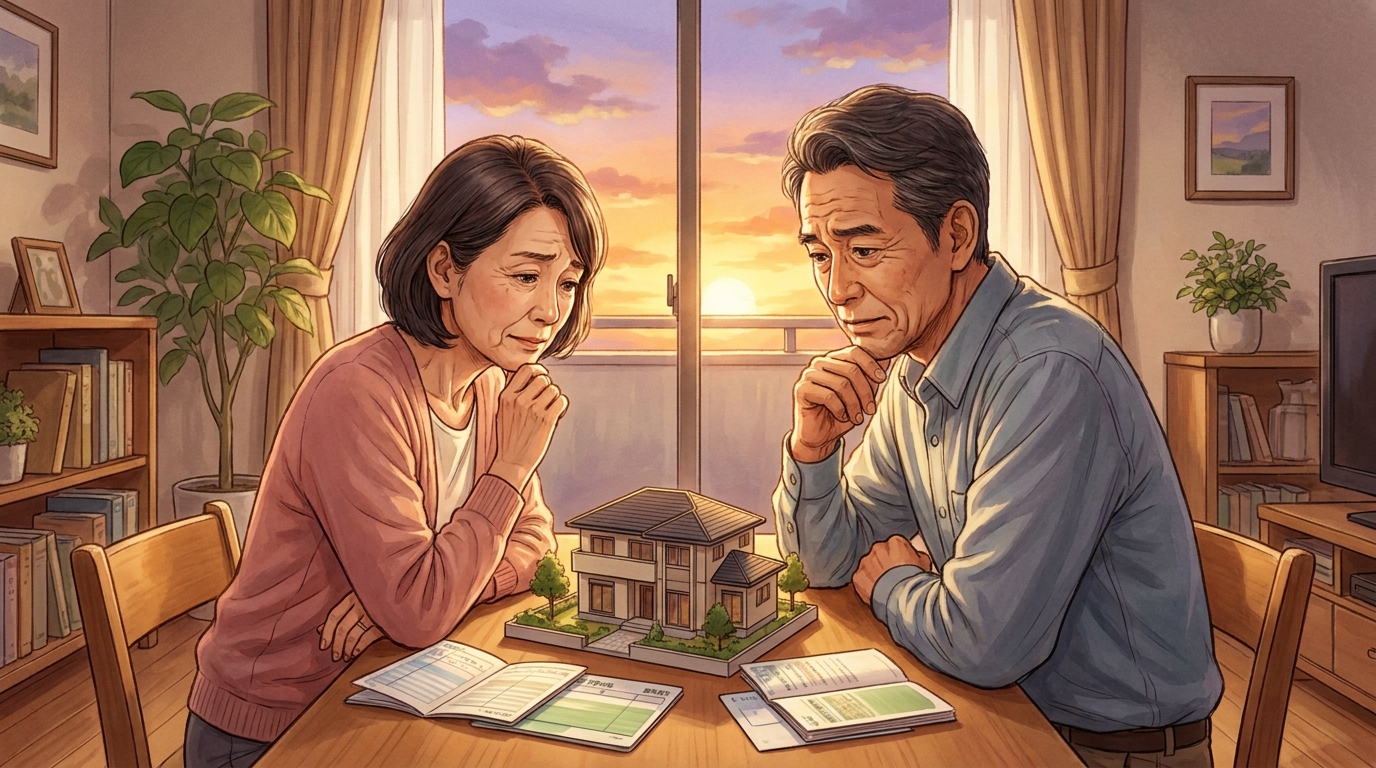障がいを持つ子の将来について話し合う夫婦。親なき後の問題への不安と解決策の模索を象徴する画像。