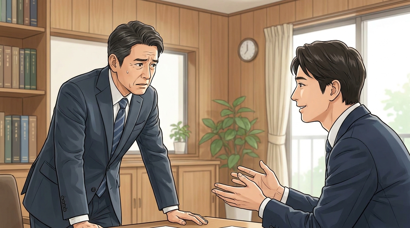 事業承継の悩みについて司法書士に相談する経営者